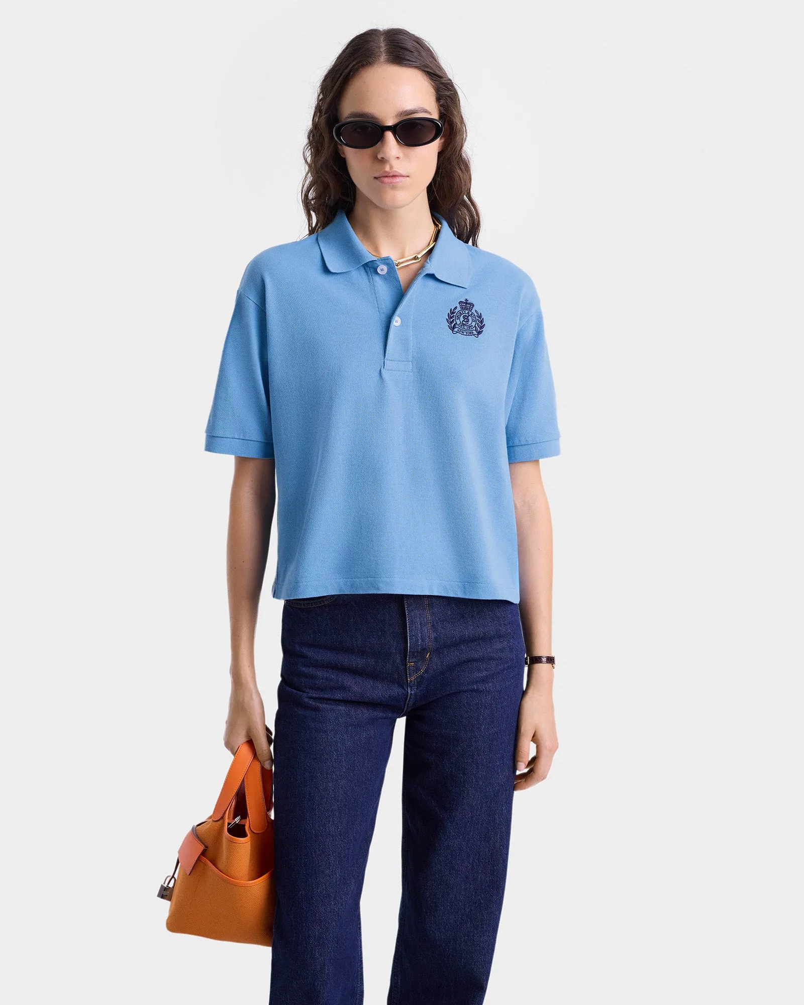 H&W Crest Pique Polo - Juniper/Navy sold by Sporty and Rich product image thumbnail 4