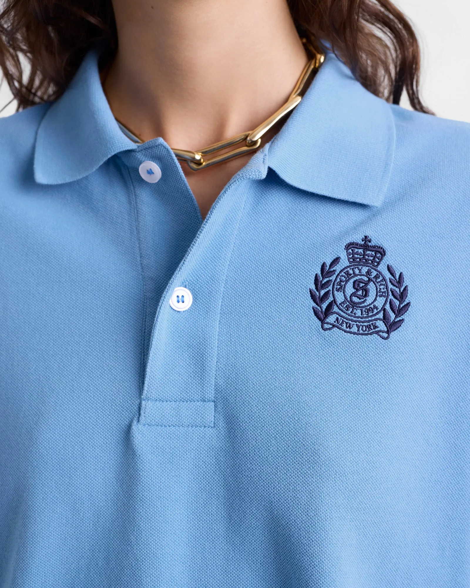 H&W Crest Pique Polo - Juniper/Navy sold by Sporty and Rich product image thumbnail 5