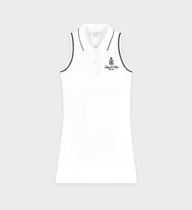 Vendome Pique Polo Dress - White/Navy sold by Sporty and Rich