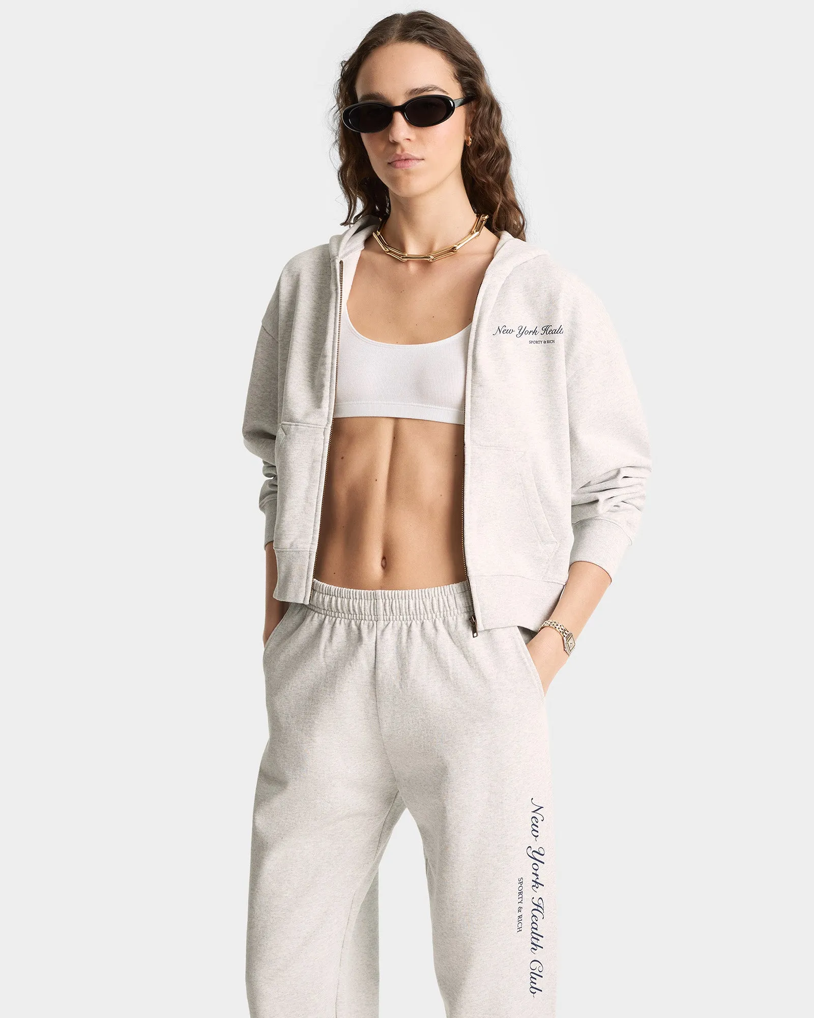 NY Health Club Sweatpant - Heather Gray/Navy sold by Sporty and Rich product image thumbnail 5