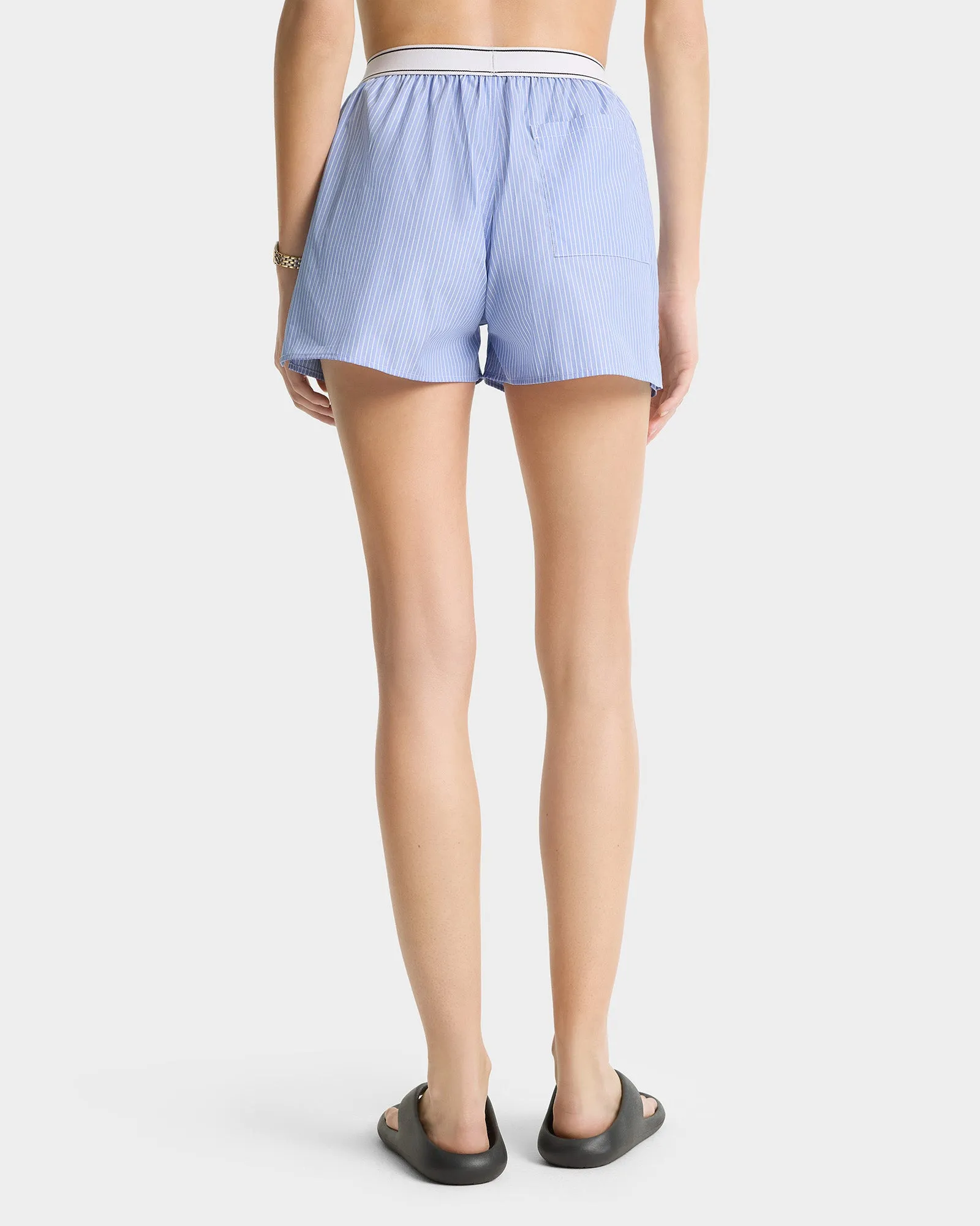 Serif Logo Boxer Short - Light Blue Striped/White sold by Sporty and Rich product image thumbnail 5