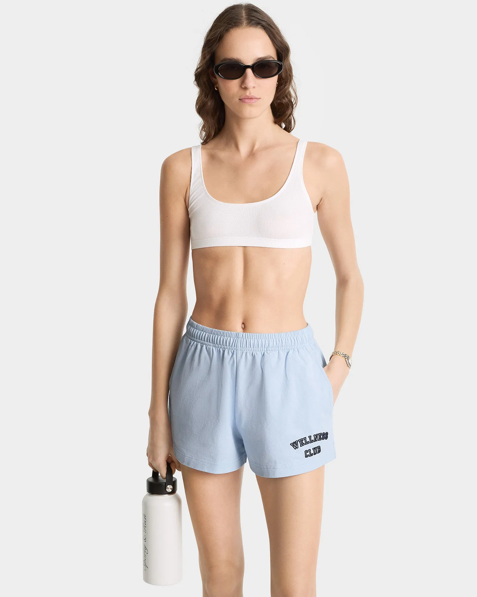 Wellness Club Flocked Disco Short - Ciel/Navy sold by Sporty and Rich product image thumbnail 3