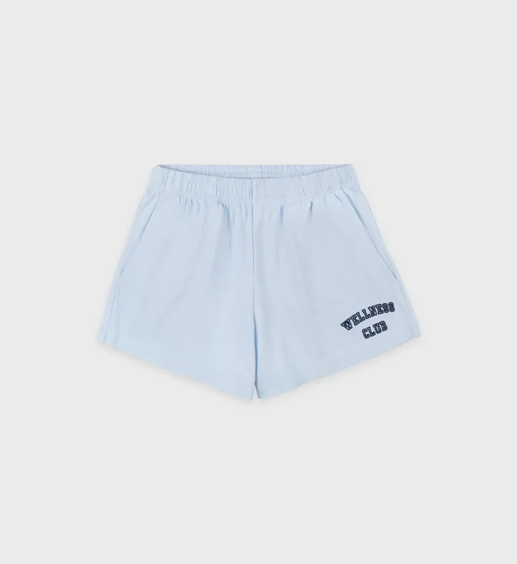 Wellness Club Flocked Disco Short - Ciel/Navy sold by Sporty and Rich