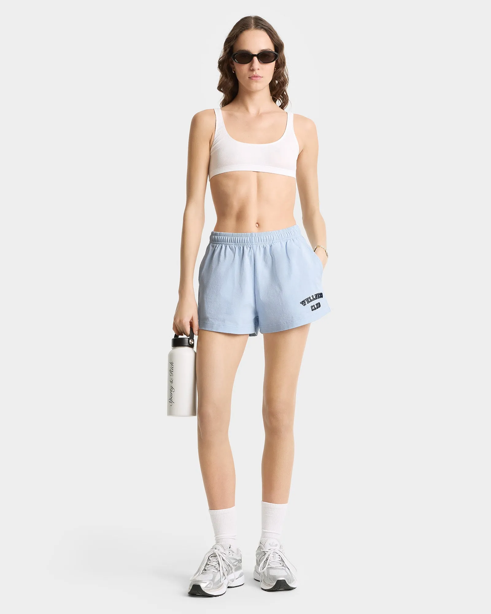 Wellness Club Flocked Disco Short - Ciel/Navy sold by Sporty and Rich product image thumbnail 2