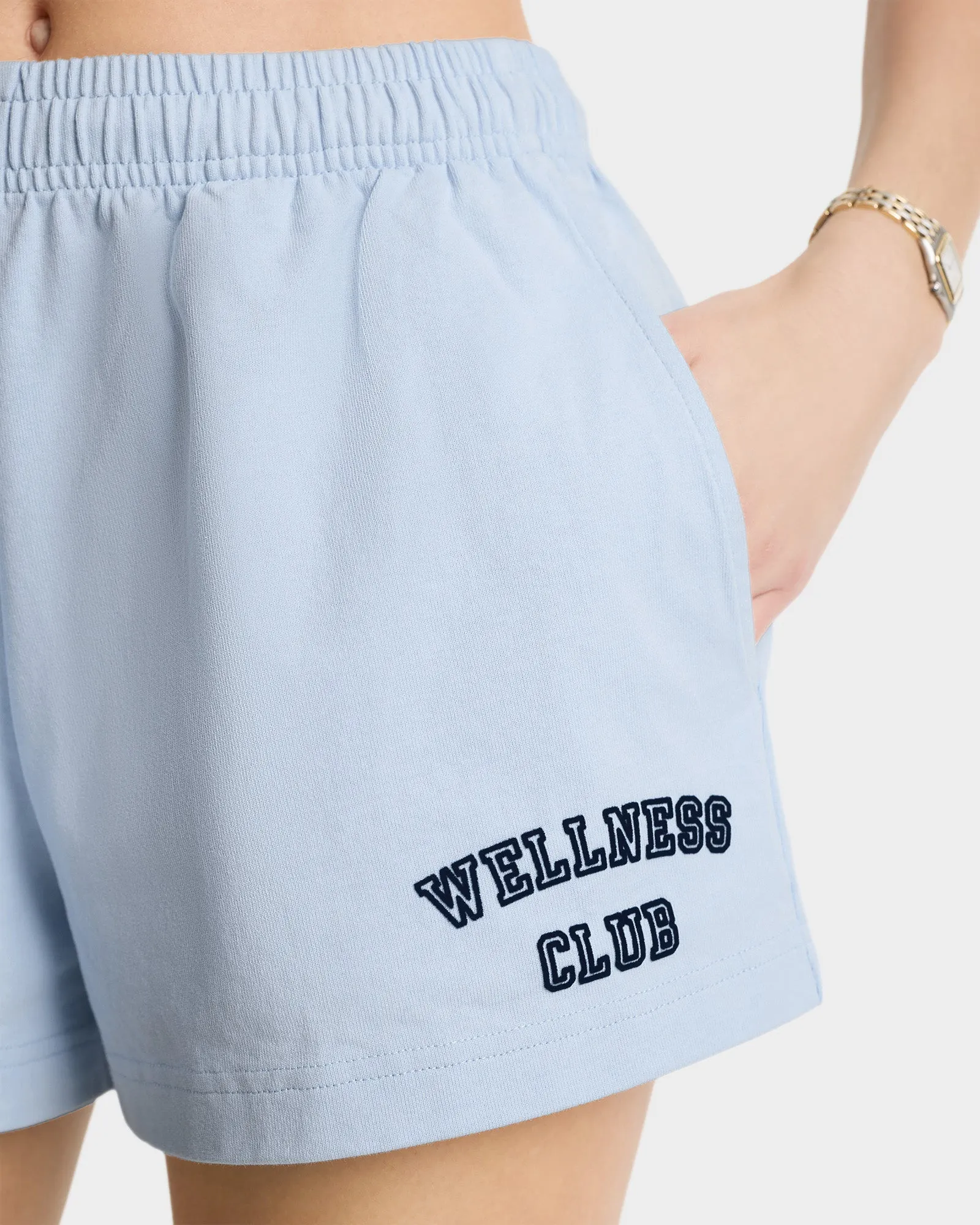 Wellness Club Flocked Disco Short - Ciel/Navy sold by Sporty and Rich product image thumbnail 4