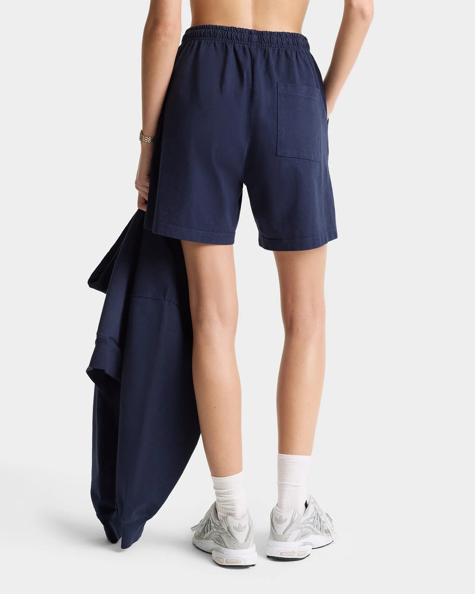 Serif Logo Gym Short - Navy/White sold by Sporty and Rich product image thumbnail 4