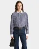 Vendome Oversized Shirt - Blue Striped/White sold by Sporty and Rich