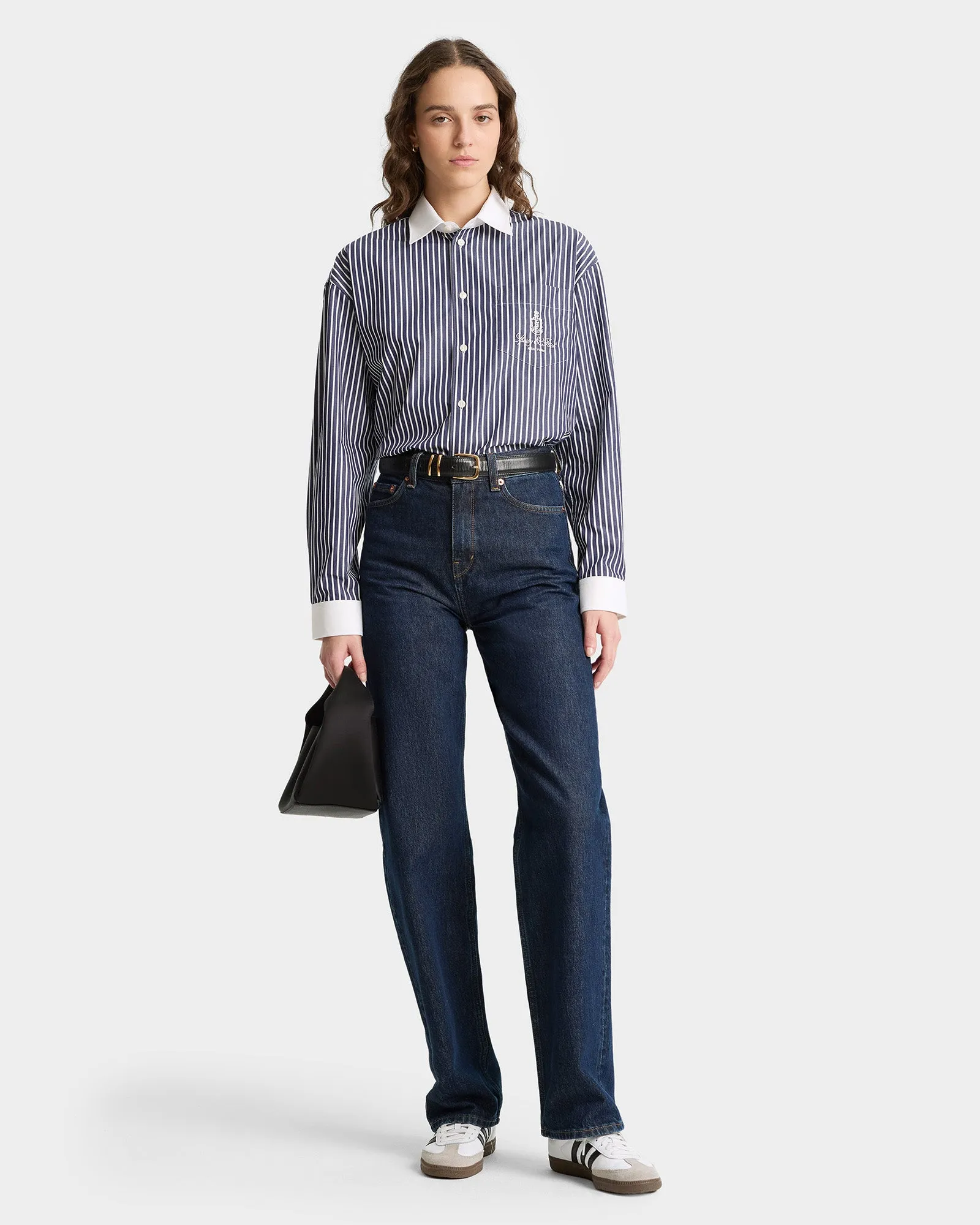 Vendome Oversized Shirt - Blue Striped/White sold by Sporty and Rich product image thumbnail 3