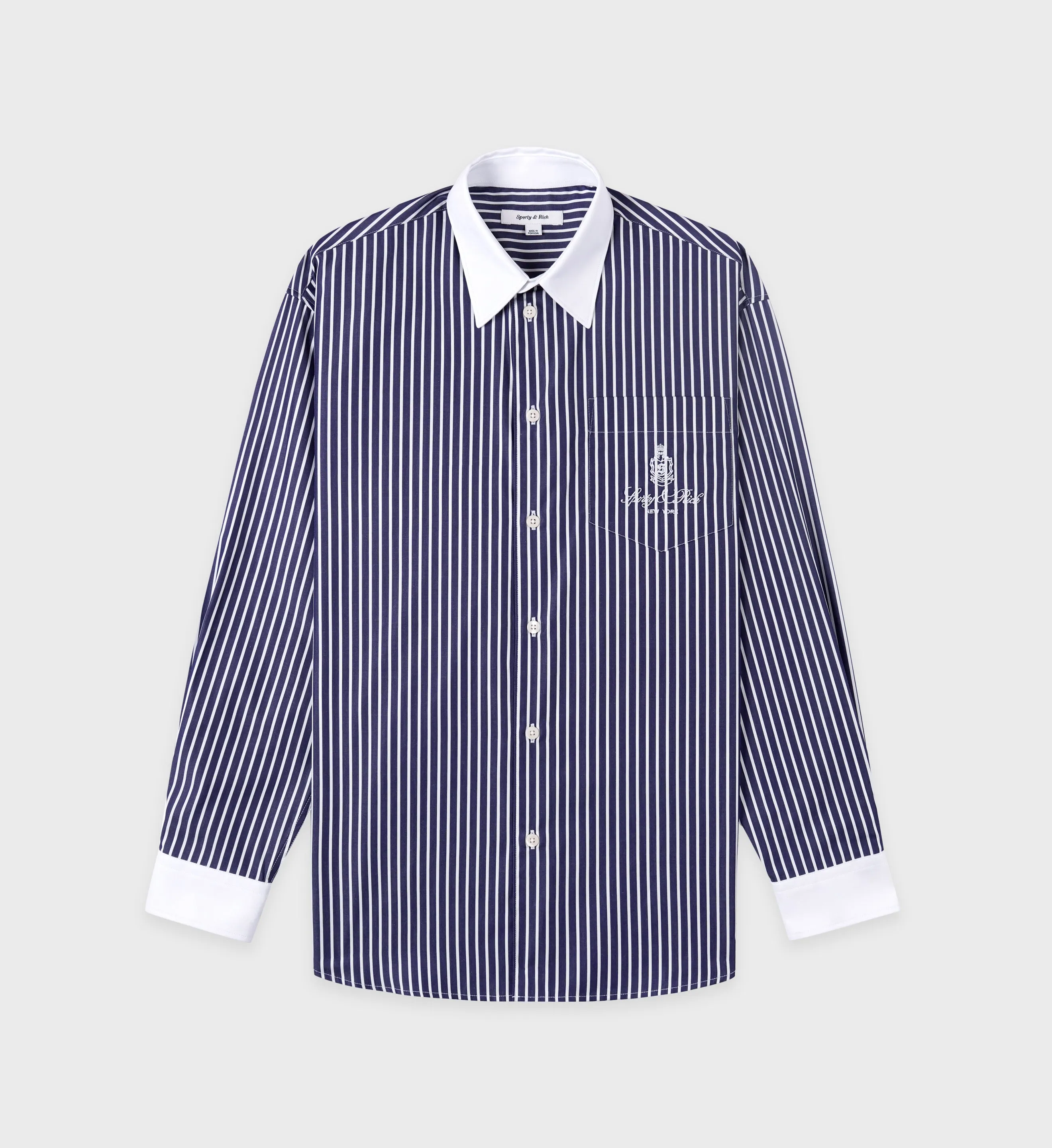 Vendome Oversized Shirt - Blue Striped/White sold by Sporty and Rich