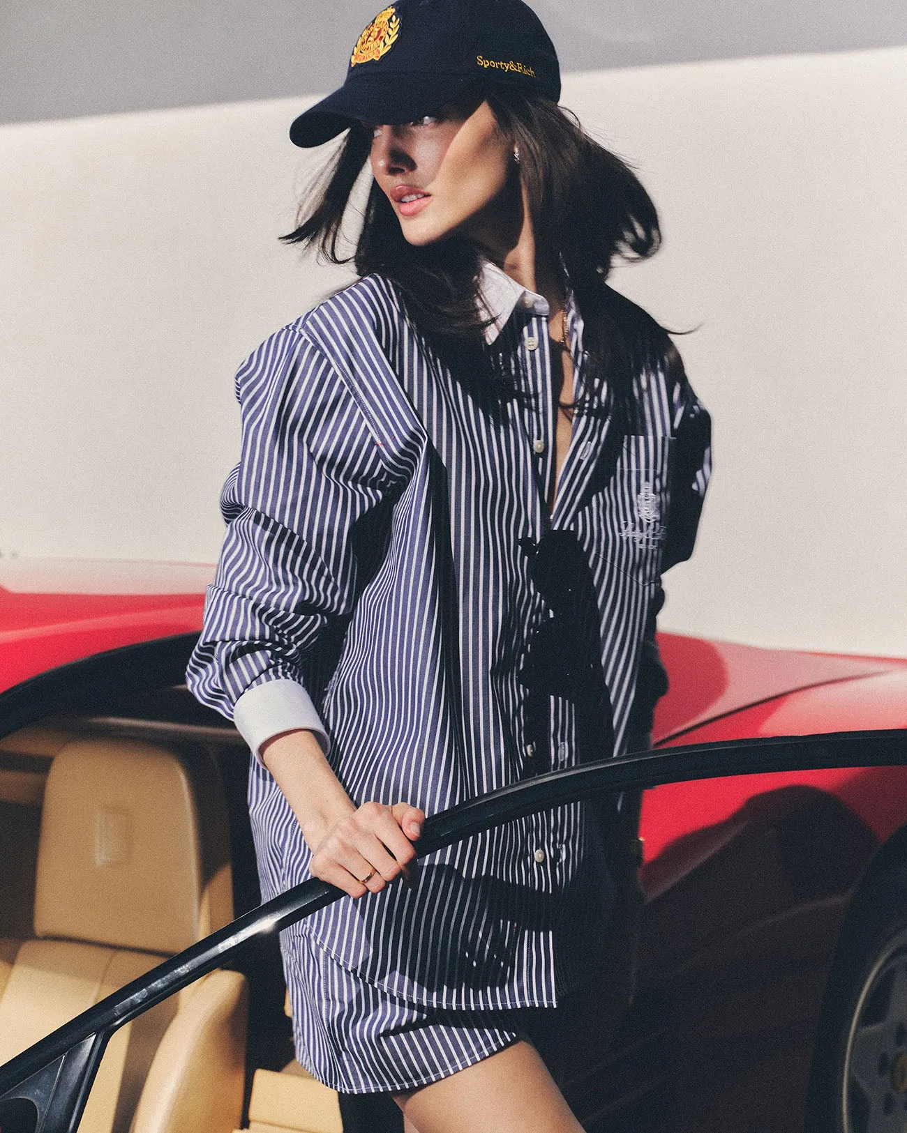 Vendome Oversized Shirt - Blue Striped/White sold by Sporty and Rich product image thumbnail 2