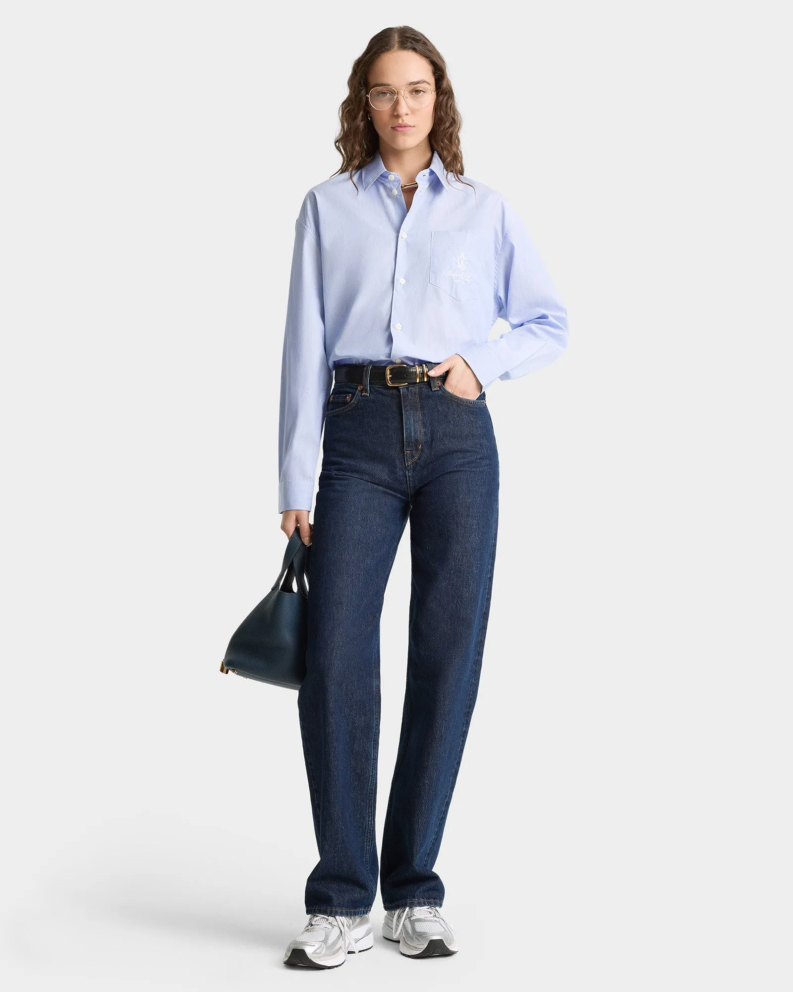 Oversized Shirt - blue stripped sold by Sporty and Rich product image thumbnail 3