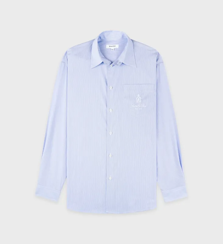 Vendome Oversized Shirt - Light Blue Striped sold by Sporty and Rich