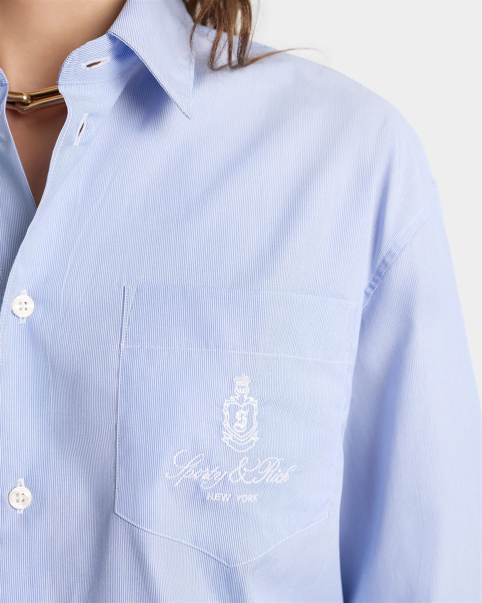 Oversized Shirt - blue stripped sold by Sporty and Rich product image thumbnail 5