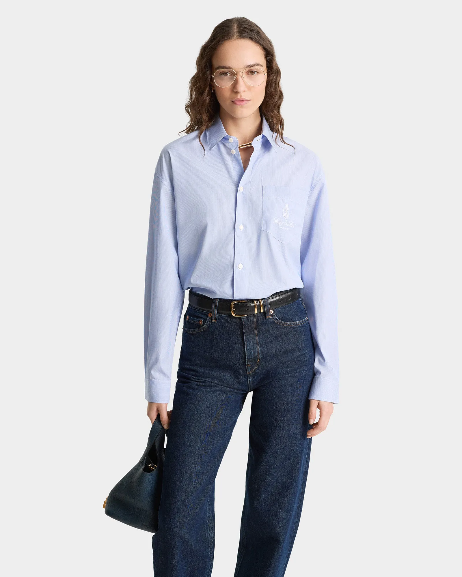 Oversized Shirt - blue stripped sold by Sporty and Rich product image thumbnail 4