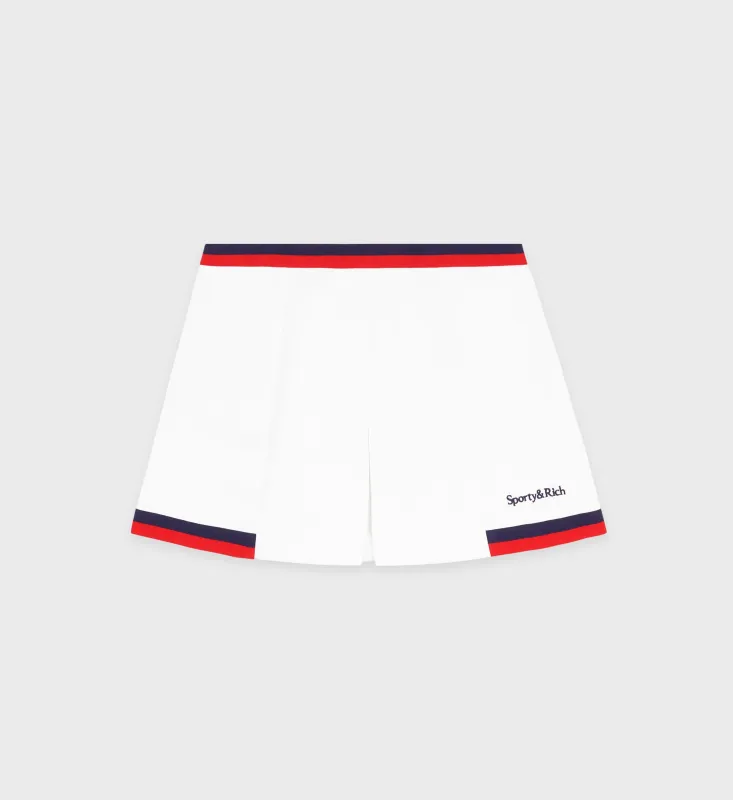 Serif Logo Mila Skirt - Navy/White/Fire Red sold by Sporty and Rich