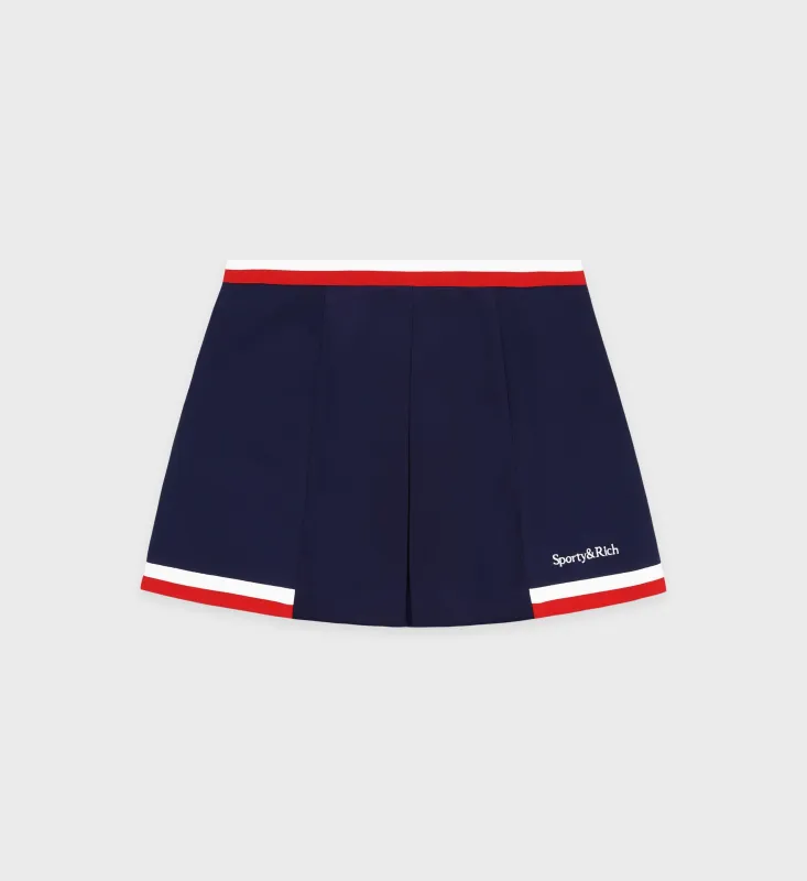 Serif Logo Mila Skirt - White/Navy/Fire Red sold by Sporty and Rich