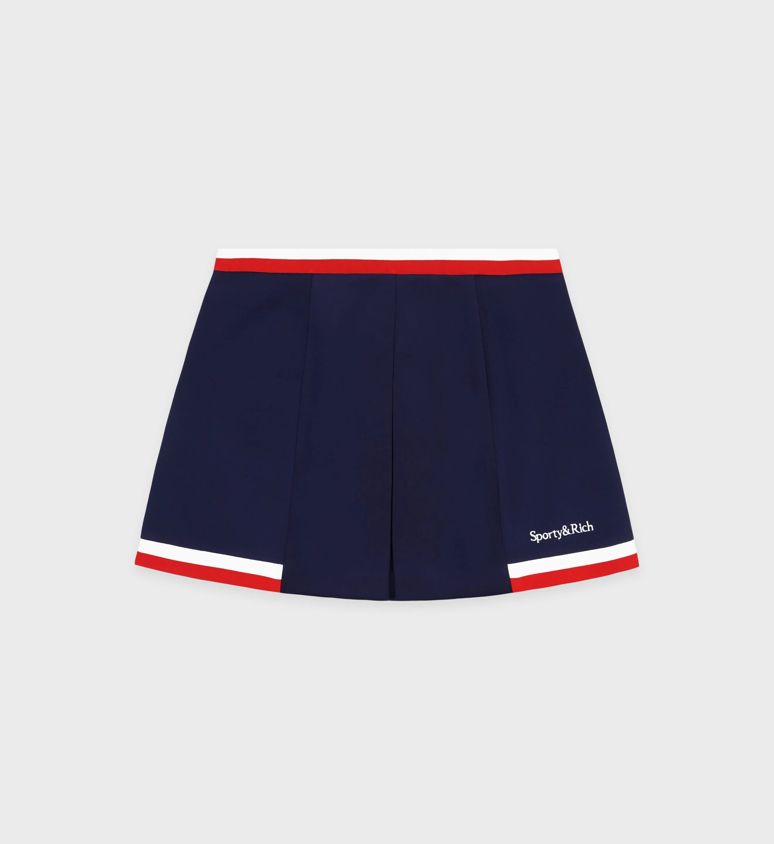 Serif Logo Mila Skirt - White/Navy/Fire Red sold by Sporty and Rich