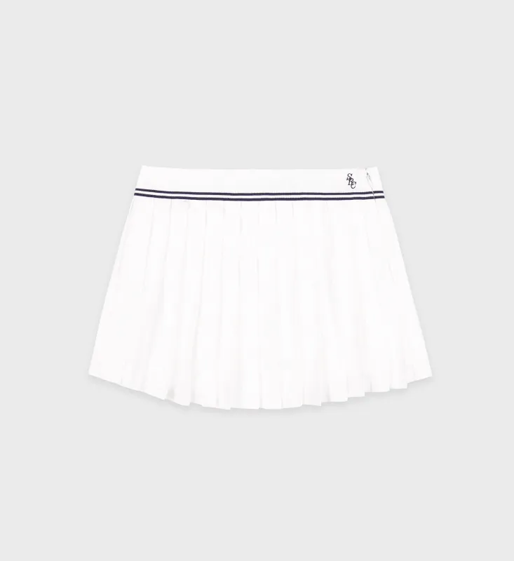 SRC Logo Abigail Skirt - White/Navy sold by Sporty and Rich