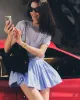 SRC Anae Skirt - Light Blue Striped/White sold by Sporty and Rich