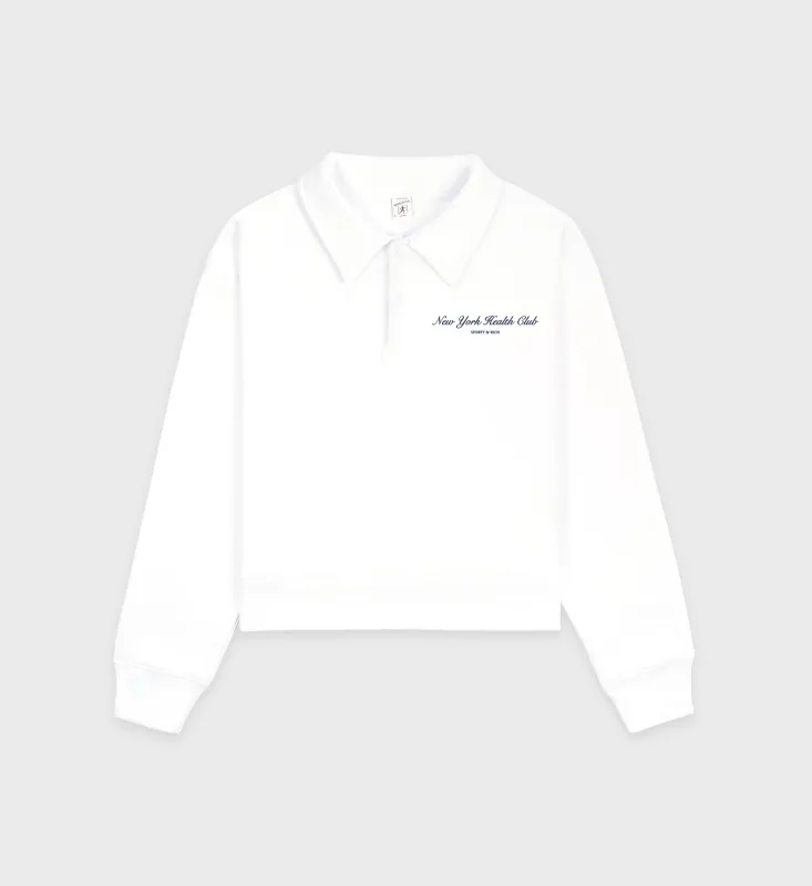 NY Health Club Polo - White/Navy sold by Sporty and Rich
