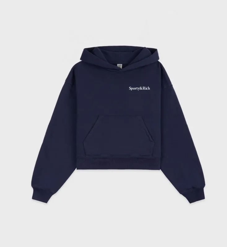 Health is Wealth Cropped Hoodie - Navy/White/Fire Red sold by Sporty and Rich