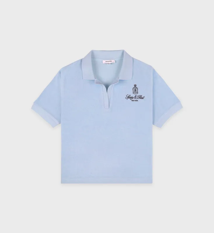 Vendome Terry Polo - Ciel/Navy sold by Sporty and Rich