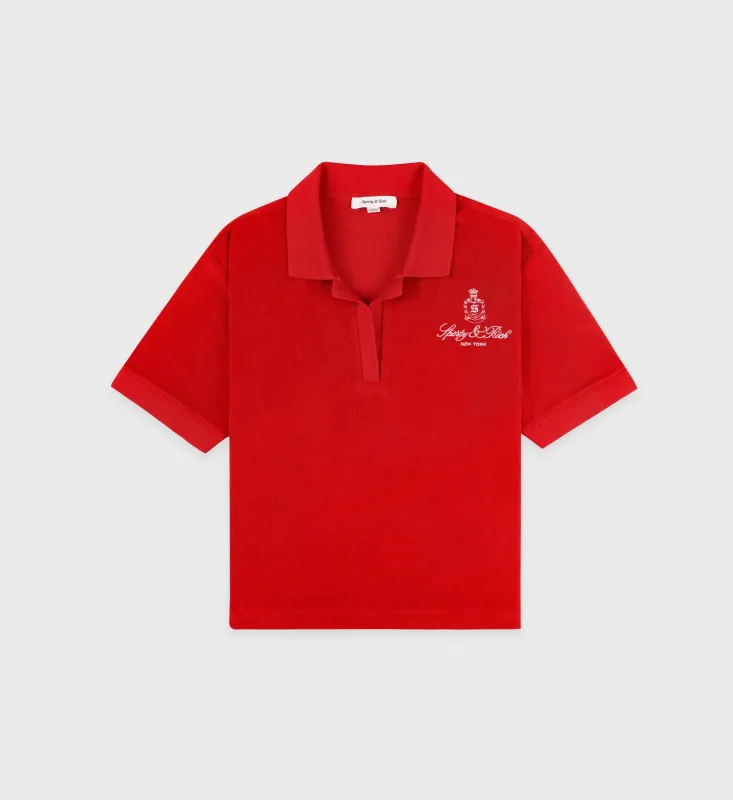 Vendome Terry Polo - Fire Red/White sold by Sporty and Rich