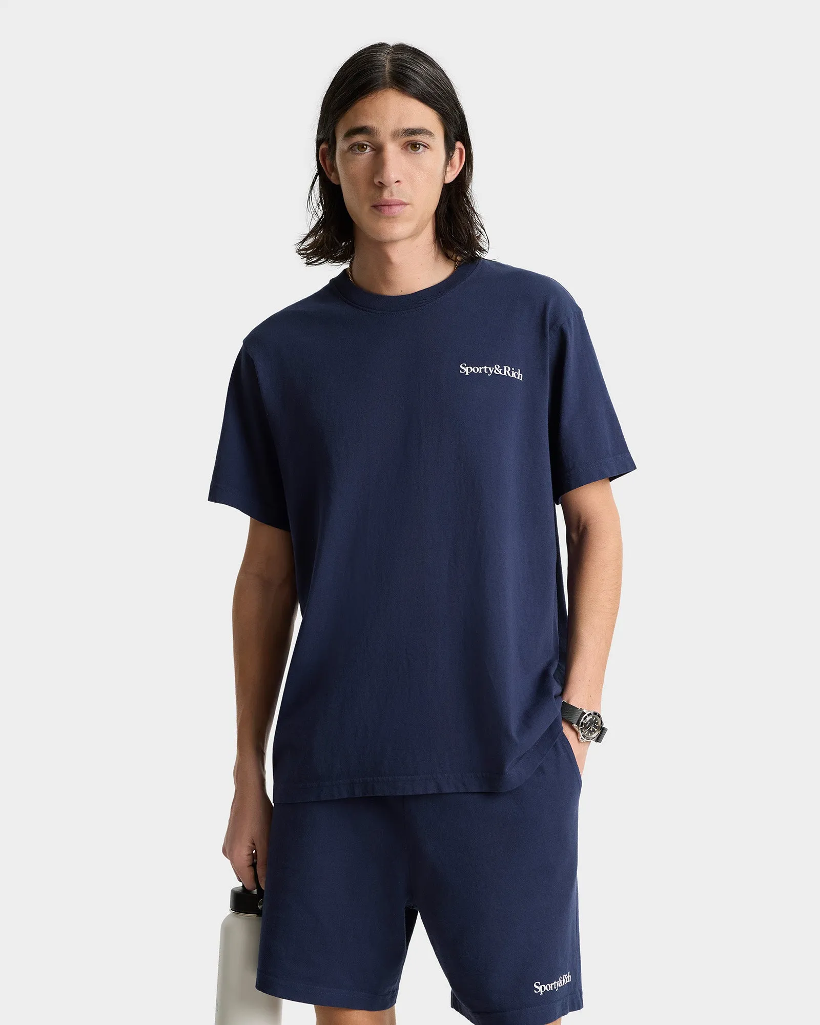 Health is Wealth T-shirt - Navy/White/Fire Red sold by Sporty and Rich product image thumbnail 3