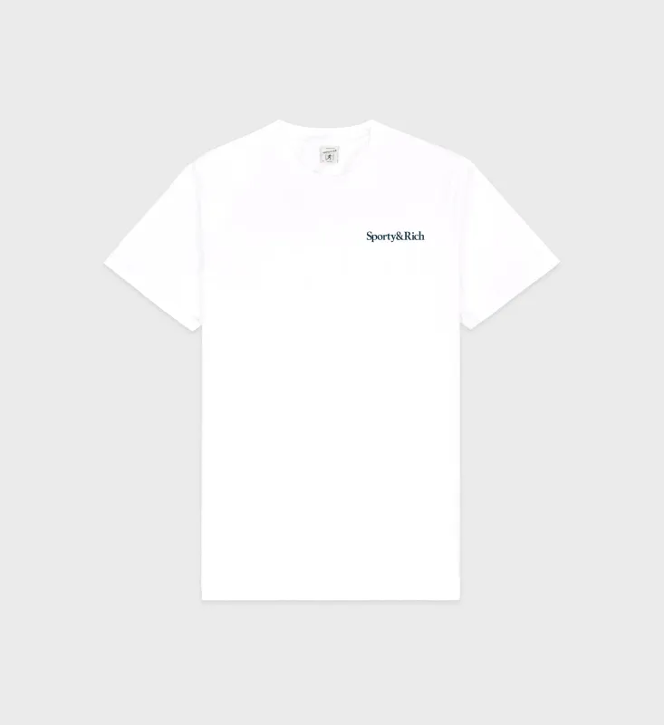 Health Is Wealth T-Shirt - White/Navy/ Fire Red sold by Sporty and Rich