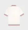 Serif Logo Mini Cable Polo - White/Navy/Ruby sold by Sporty and Rich
