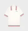 Serif Logo Mini Cable Polo - White/Navy/Ruby sold by Sporty and Rich