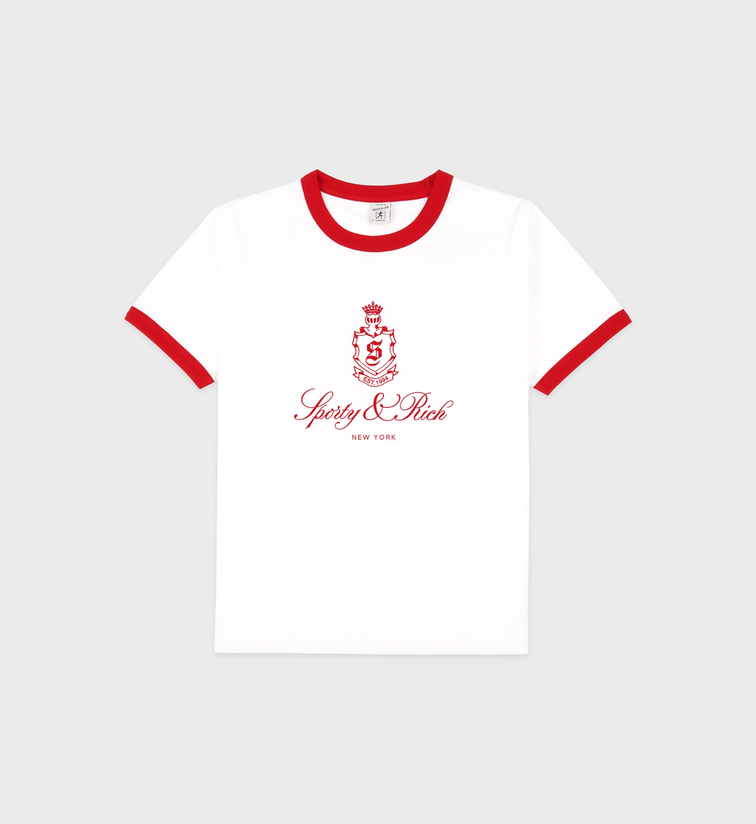 Vendome Ringer Tee - White/Fire red sold by Sporty and Rich