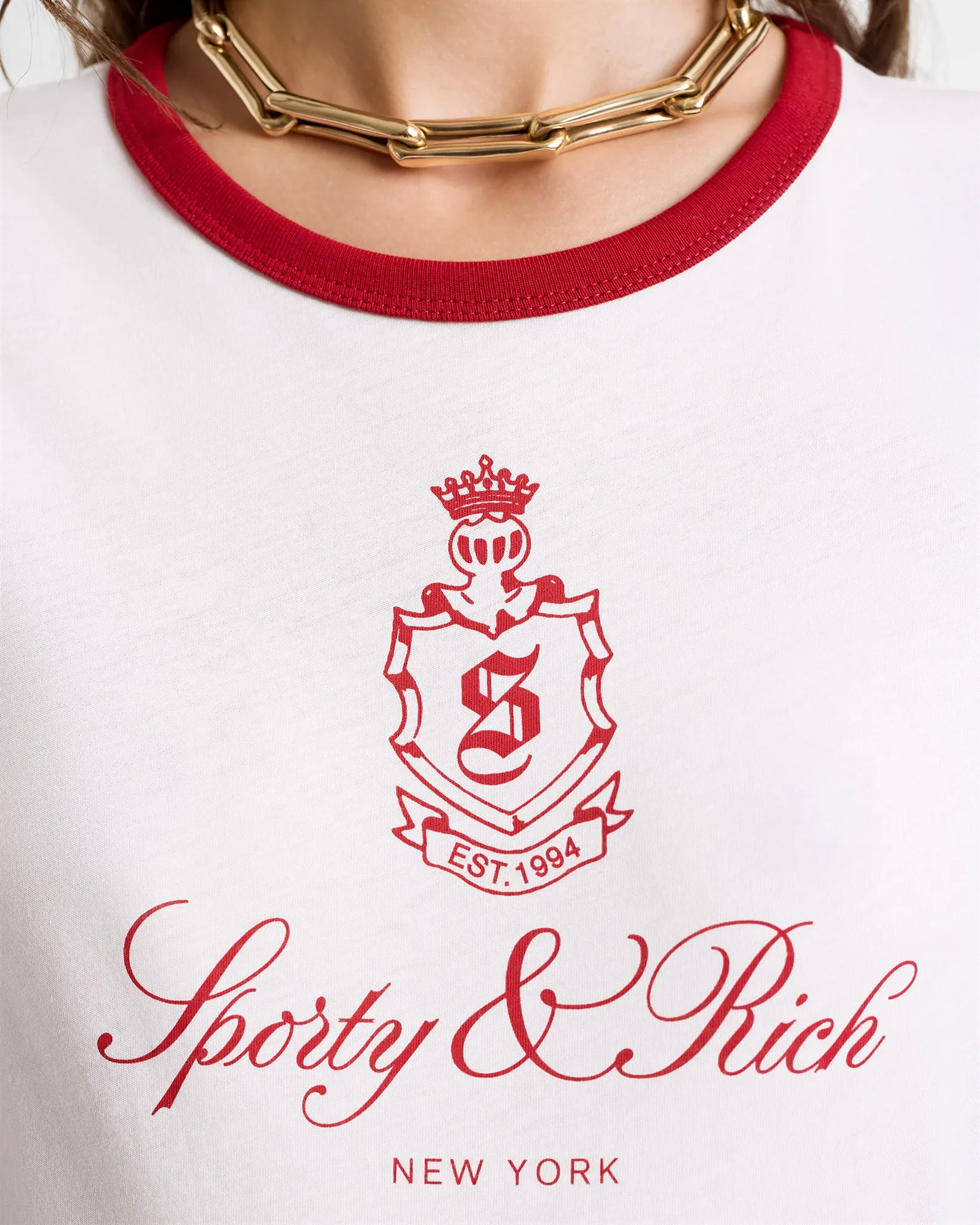 Vendome Ringer Tee - White/Fire red sold by Sporty and Rich product image thumbnail 3