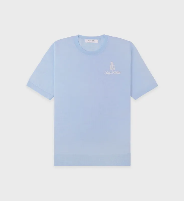 Vendome SS Merino Sweater - Ciel/White sold by Sporty and Rich