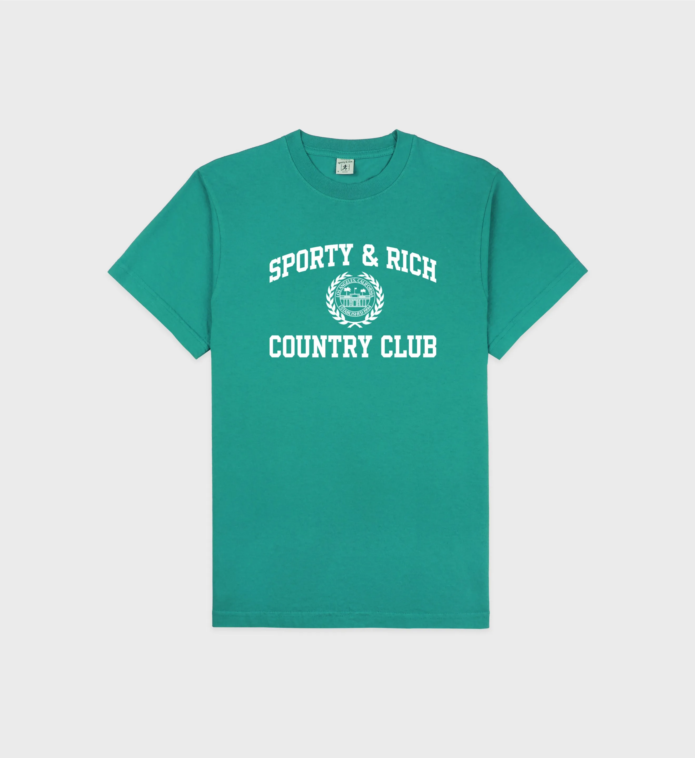 Varsity Crest Soft T-Shirt - Spring Green/White sold by Sporty and Rich
