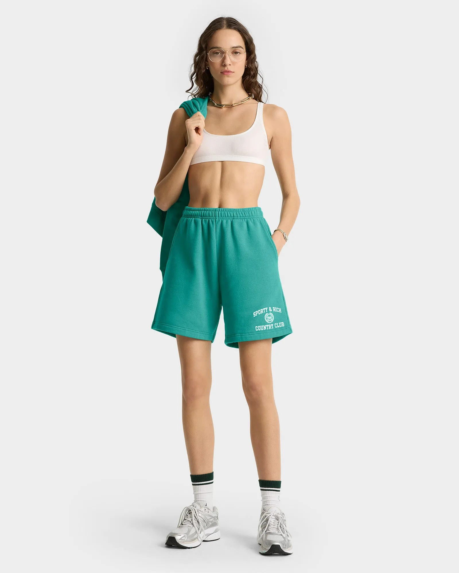 Varsity Crest Soft Gym Short - Spring Green/White sold by Sporty and Rich product image thumbnail 4
