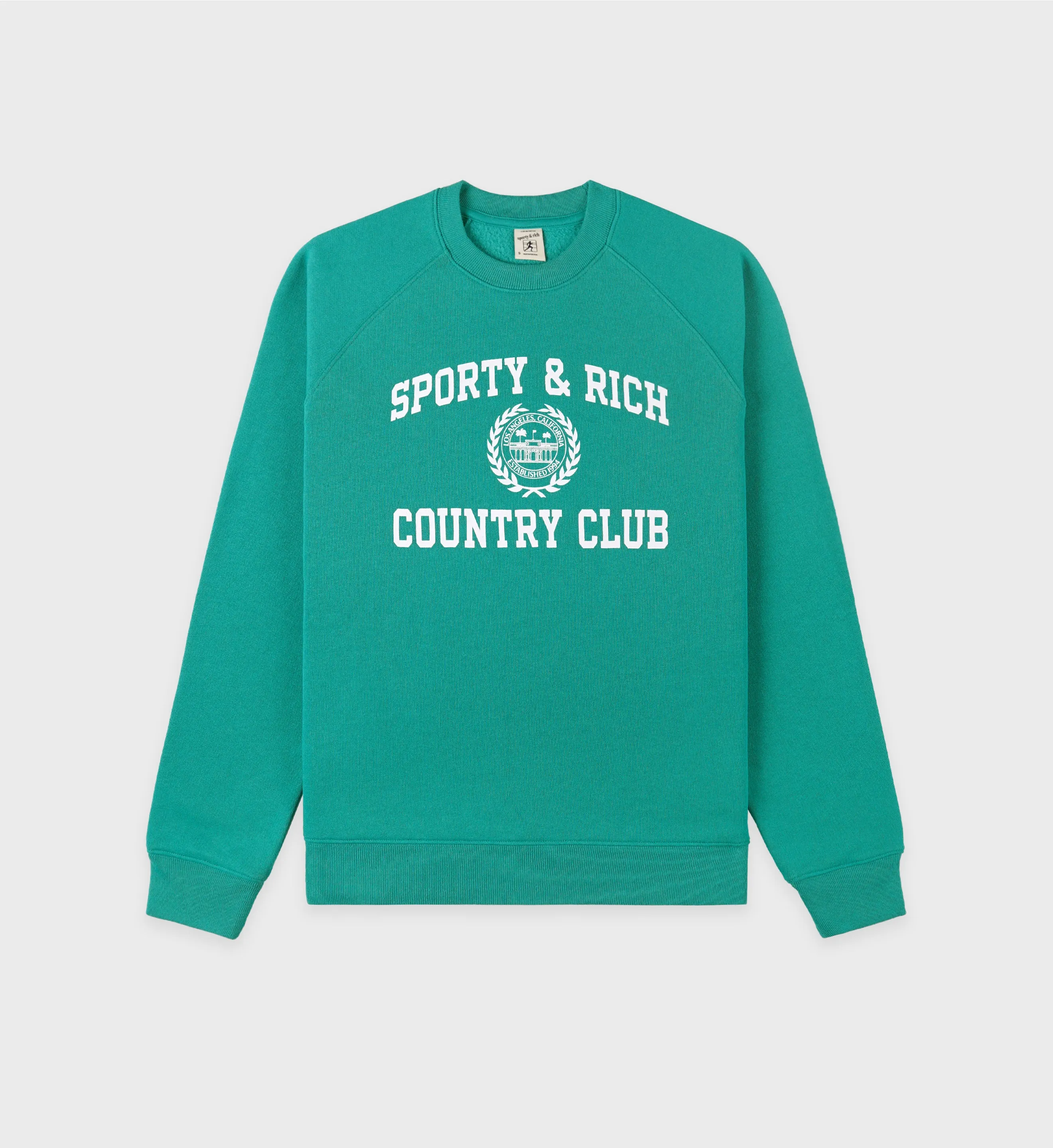 Varsity Crest Soft Crewneck - Spring Green/White sold by Sporty and Rich