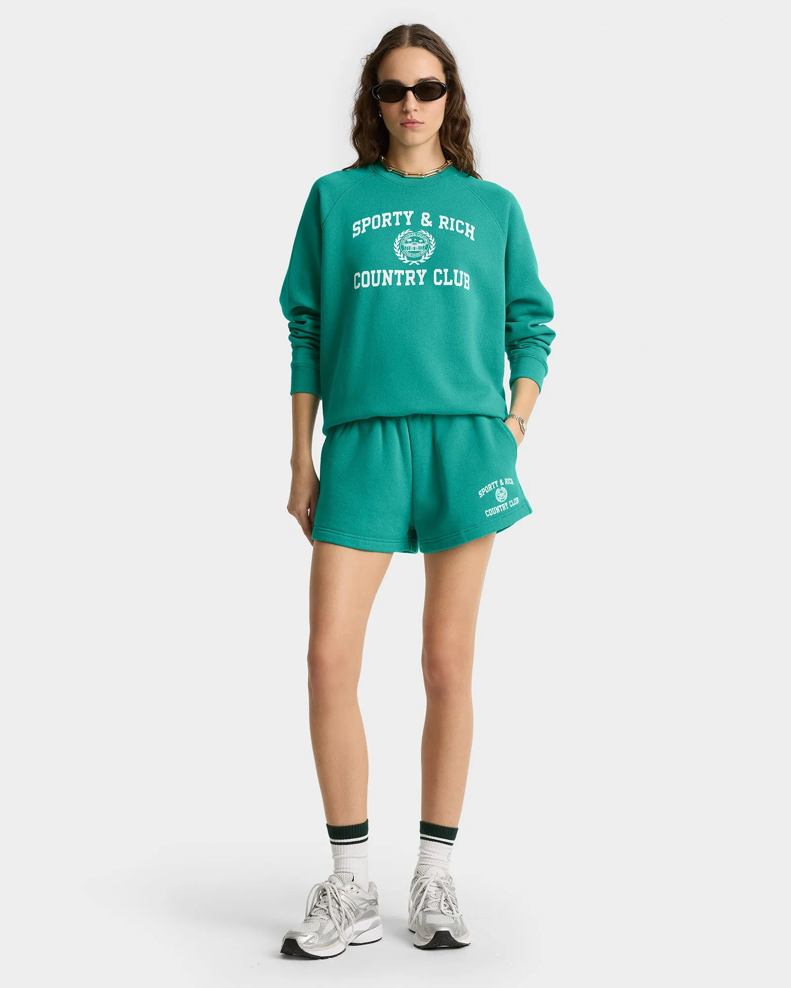 Varsity Crest Soft Crewneck - Spring Green/White sold by Sporty and Rich product image thumbnail 3