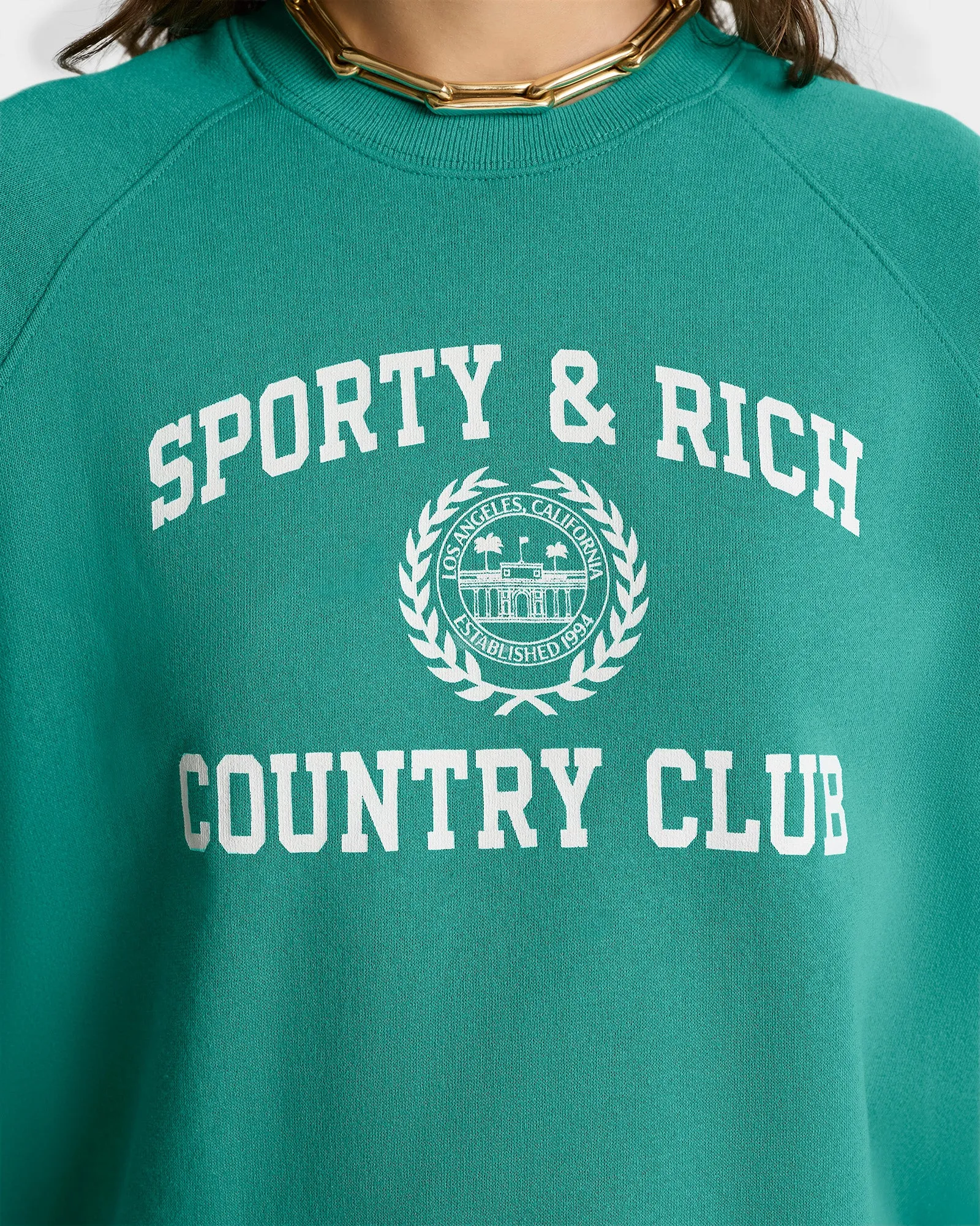 Varsity Crest Soft Crewneck - Spring Green/White sold by Sporty and Rich product image thumbnail 4
