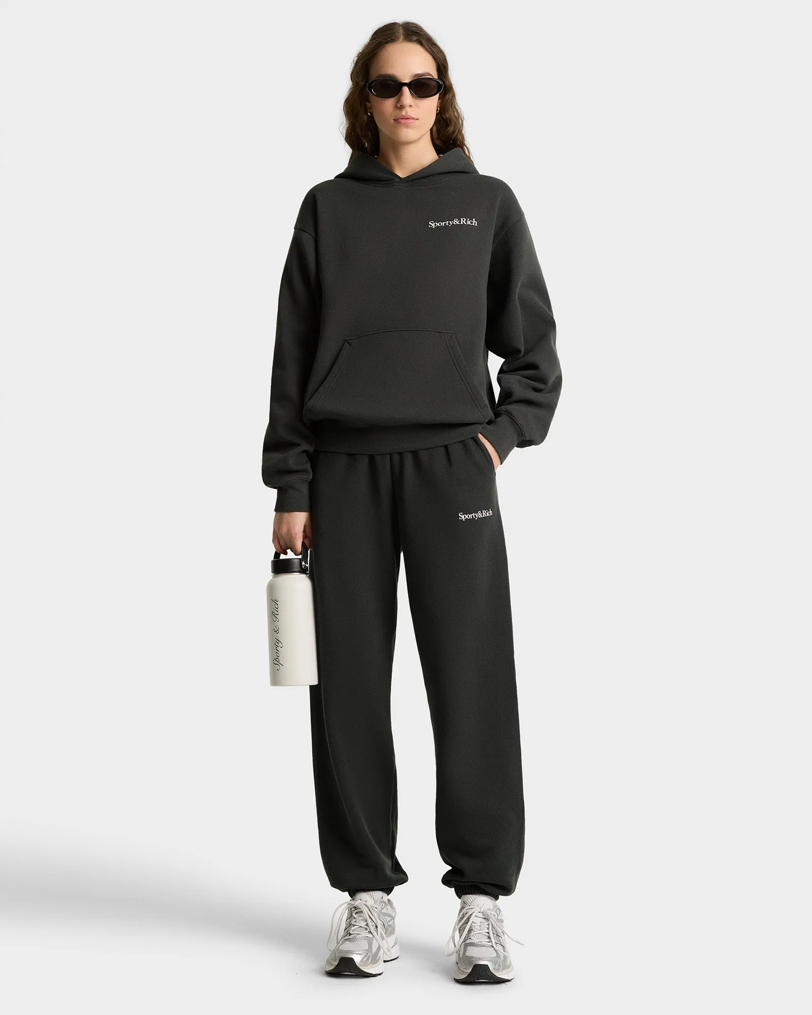Serif Logo Soft Sweatpant - Faded Black/White sold by Sporty and Rich product image thumbnail 4