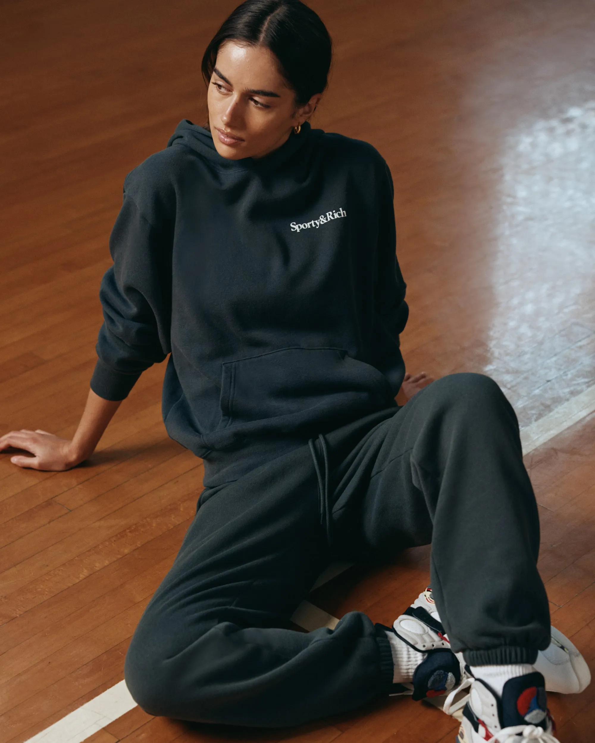 Serif Logo Soft Sweatpant - Faded Black/White sold by Sporty and Rich product image thumbnail 3
