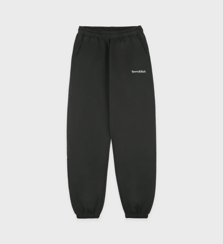 Serif Logo Soft Sweapant - Faded Black/White sold by Sporty and Rich
