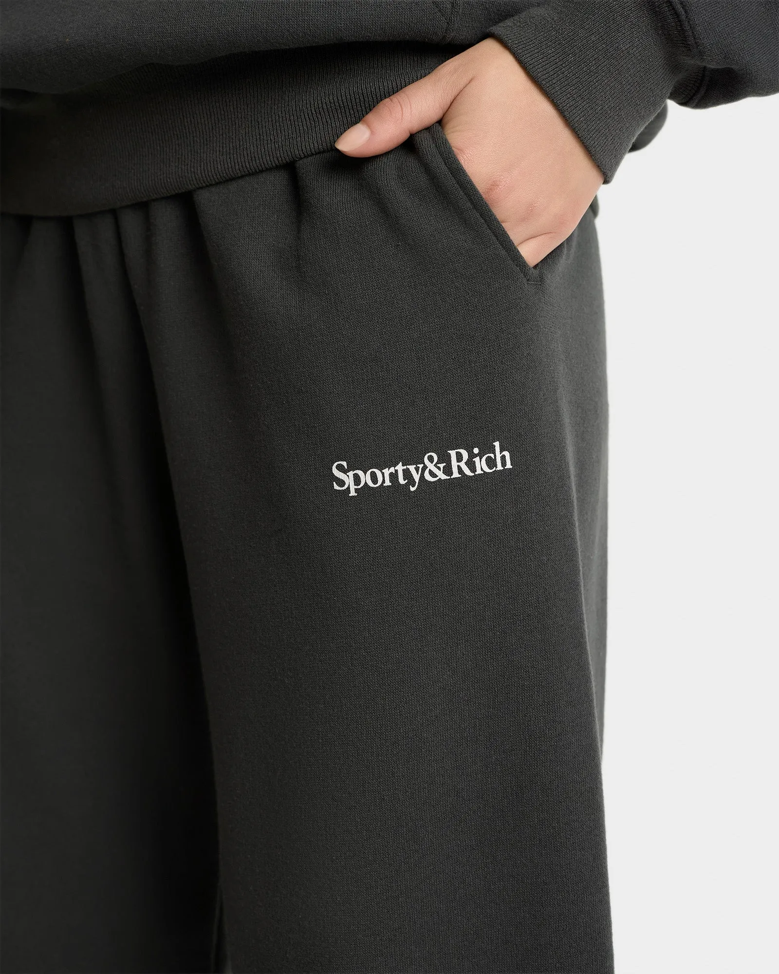 Serif Logo Soft Sweatpant - Faded Black/White sold by Sporty and Rich product image thumbnail 5