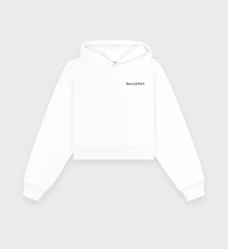Health Is Wealth Soft Cropped Hoodie - White/Navy sold by Sporty and Rich