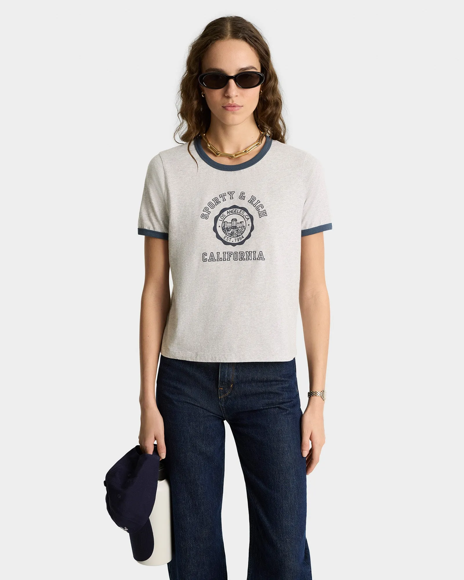 California Emblem Soft Ringer Tee - Heather Gray/Navy sold by Sporty and Rich product image thumbnail 5