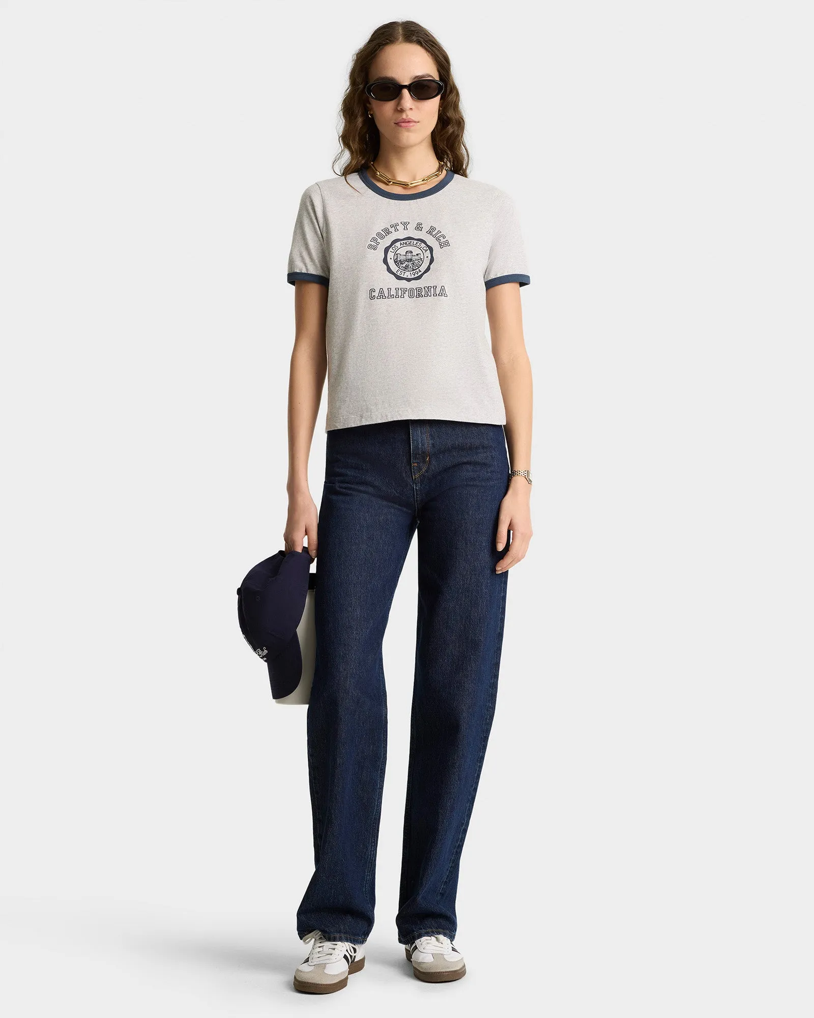 California Emblem Soft Ringer Tee - Heather Gray/Navy sold by Sporty and Rich product image thumbnail 4