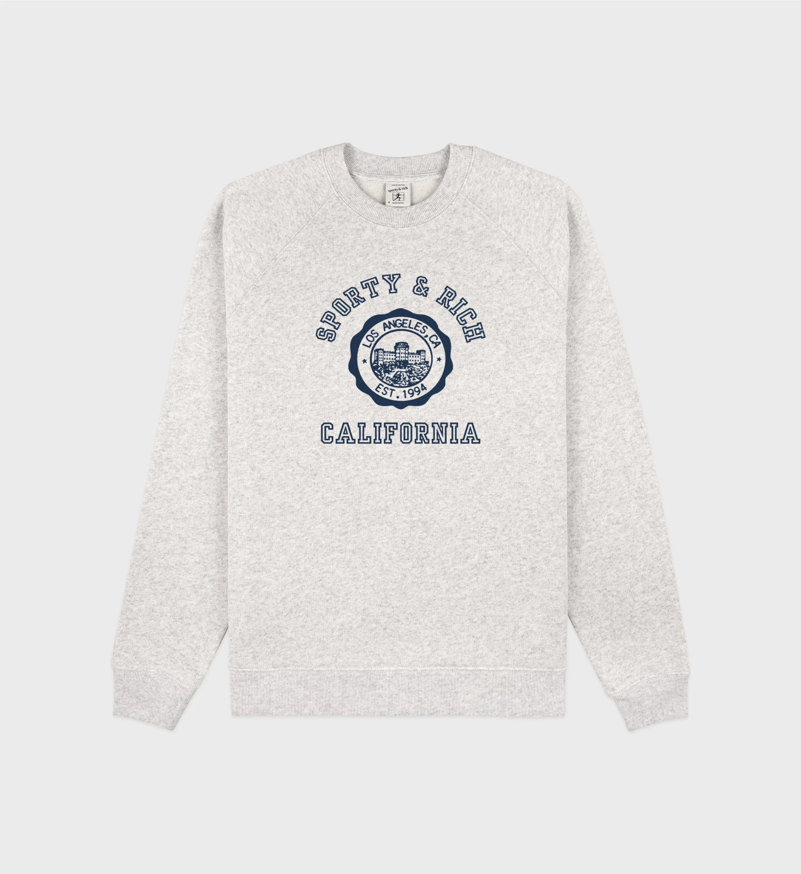 California Emblem Soft Crewneck - Heather Gray/Navy sold by Sporty and Rich
