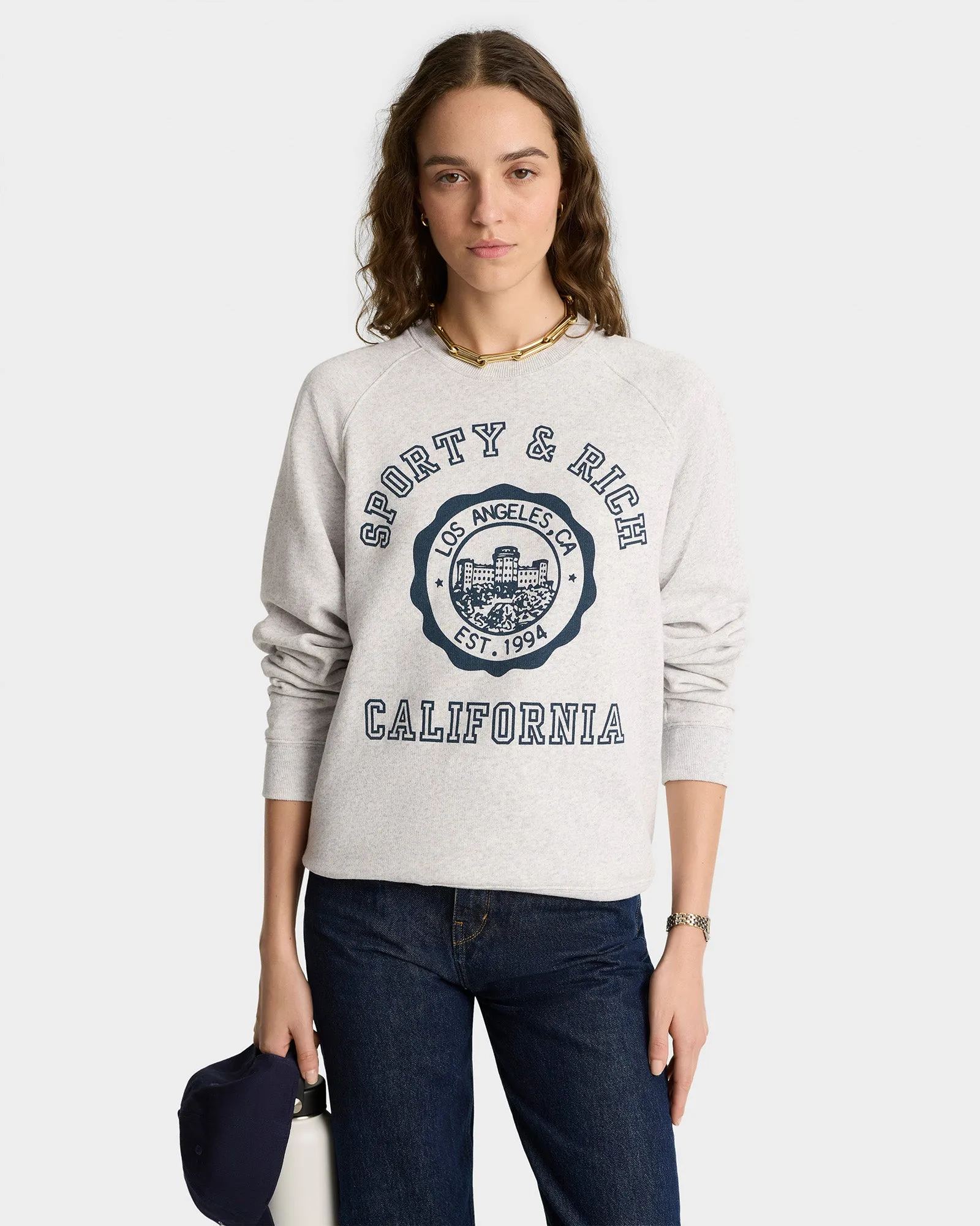 California Emblem Soft Crewneck - Heather Gray/Navy sold by Sporty and Rich product image thumbnail 3