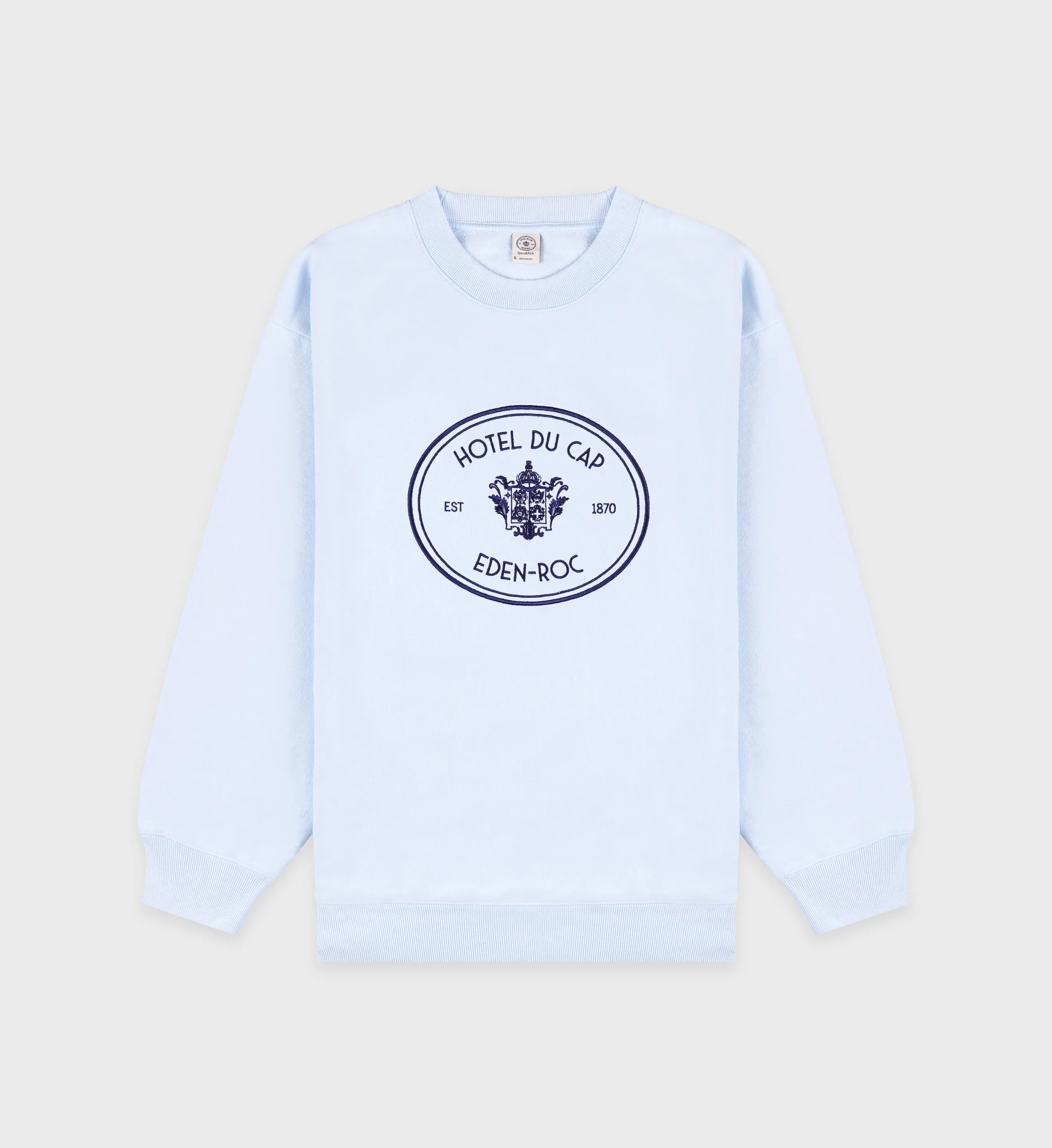 Eden Crest Crewneck - Ciel/Navy sold by Sporty and Rich