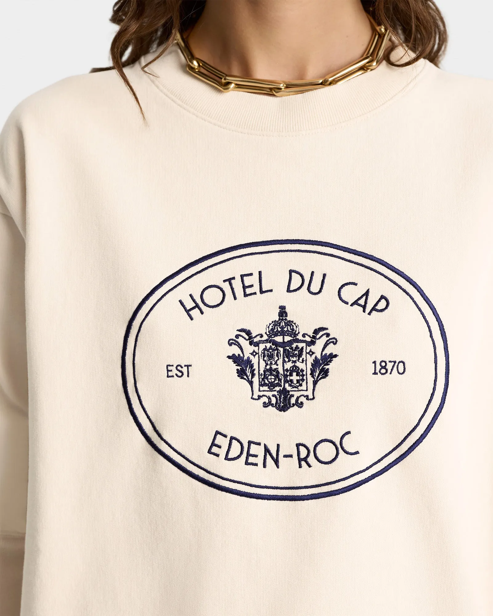 Eden Crest Crewneck - Cream/Navy sold by Sporty and Rich product image thumbnail 4